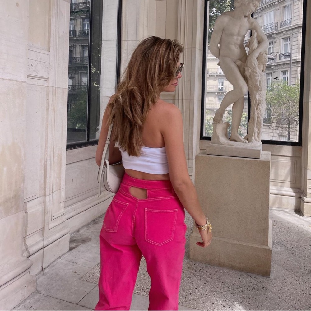 Zara Pink Full Length Cut Out Jeans - Picture 5 of 16